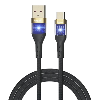 iggual Cable USB A a tipo C 3A 100 cm trenzado LED
